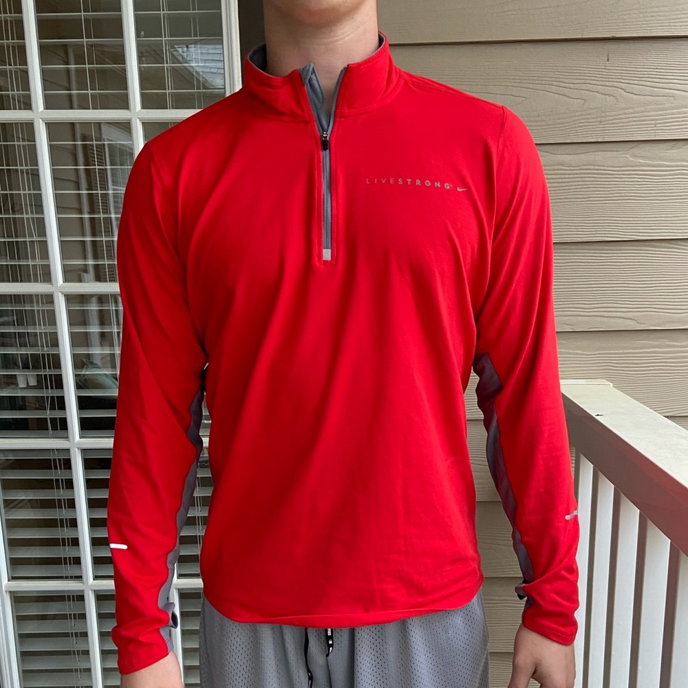 Livestrong Nike Men's Red Dr Fit Quarter Zip
